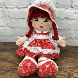 Doll Games Rag Doll Red Hair And Dress 16" Plush Soft Toy Made In Colombia